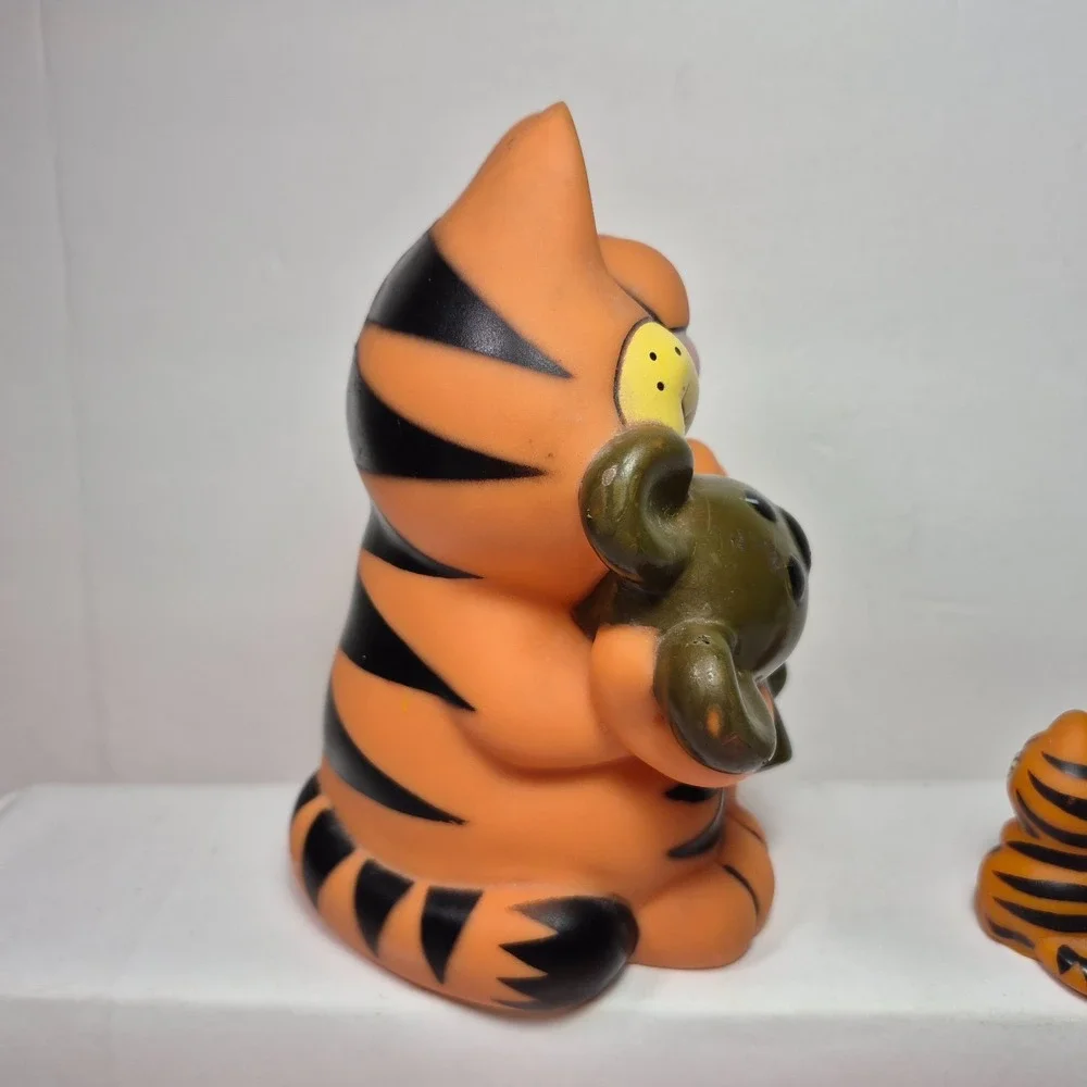 Vintage Garfield Rubber Pencil Topper Silly Straws Garfield /Pokey Piggy Bank